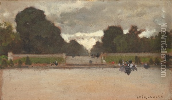 Au Parc Oil Painting - Luigi Loir