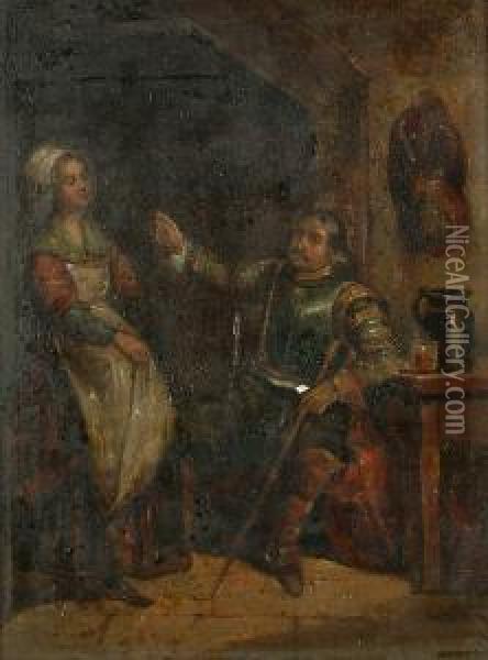 A Soldier And A Serving Girl Oil Painting - David The Younger Teniers