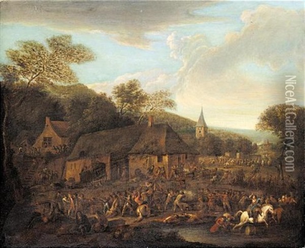 The Sack Of A Village Oil Painting - Karel Breydel