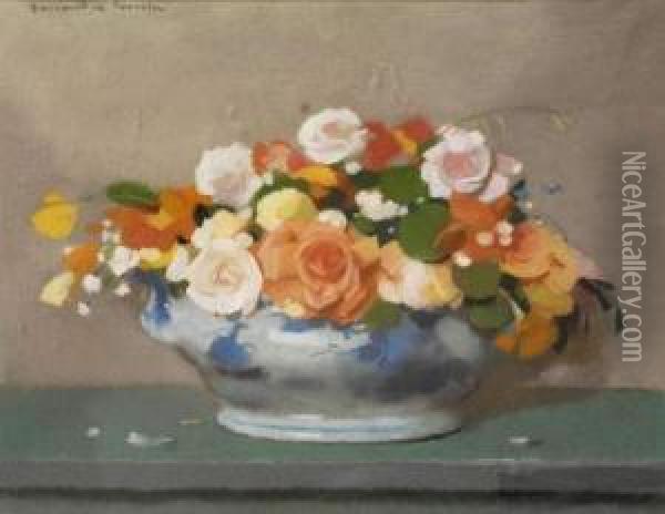 Bouquet De Roses Oil Painting - Lucien Victor Guirand De Scevola