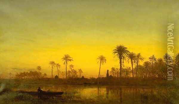 Twilight at the bords of the Nile near Damanhour Oil Painting - Felix Ziem