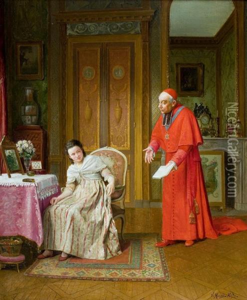 Meisje Bij De Kardinaal Oil Painting - Victor Marais-Milton