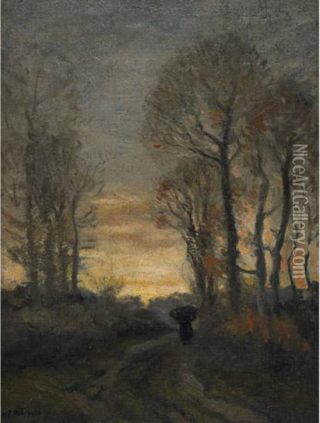 Walking Down The Pathway Oil Painting - William Edwin Atkinson
