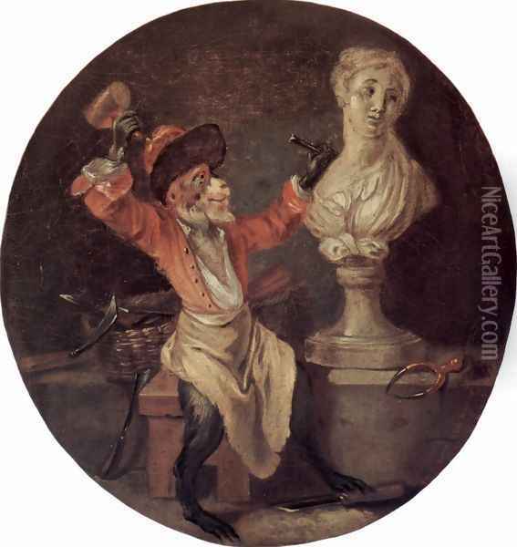 The sculpture Oil Painting - Jean-Antoine Watteau
