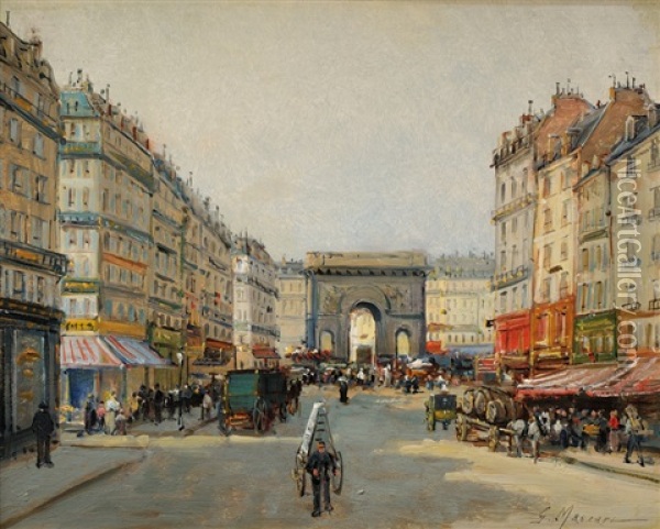 Vue De La Porte Saint Martin Oil Painting - Gustave Mascart
