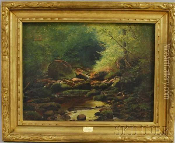 Woodland Stream Oil Painting - George Albert Frost