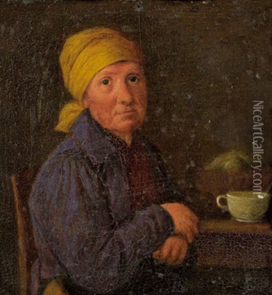 Frau Bei Einer Tasse Tee Oil Painting - Michael Neder