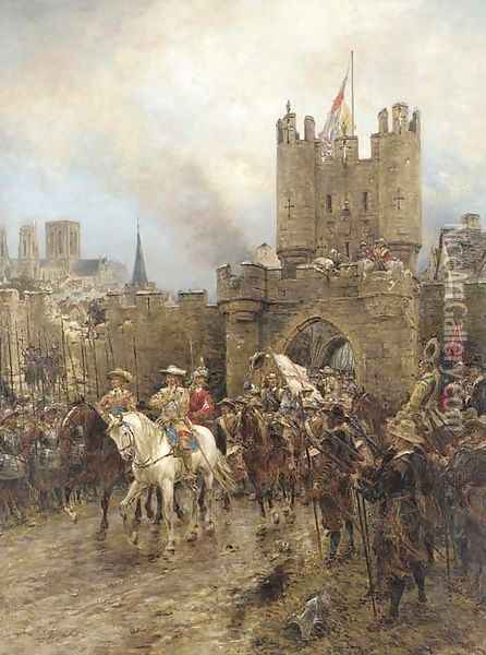 The surrender of the City of York to the Roundheads Oil Painting - Ernest Crofts