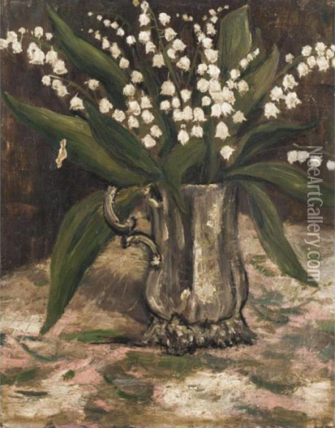 Still Life With Lily Of The Valley Oil Painting - Christopher R. Wynne Nevinson