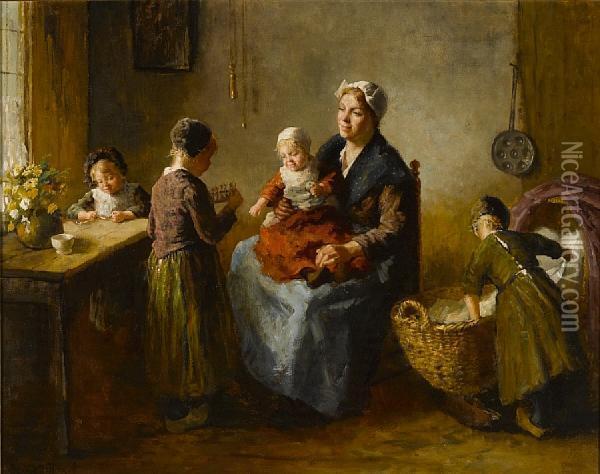 Mother's Little Women Oil Painting - Bernard Johann De Hoog