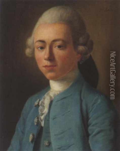 Bildnis Eines Jungen Adeligen In Blauem Frack Oil Painting - Jean Etienne Liotard