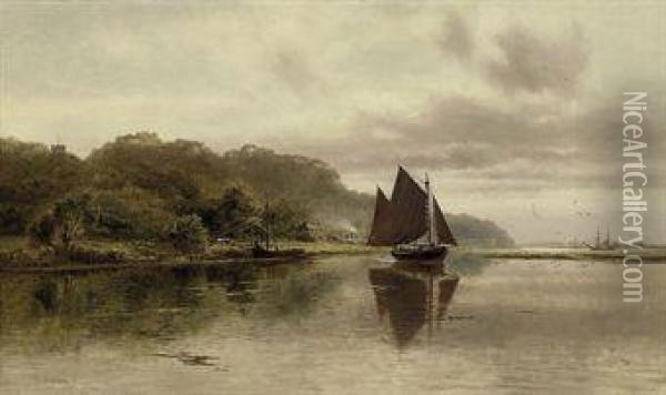A Peaceful Day On The River Oil Painting - Robert Gallon