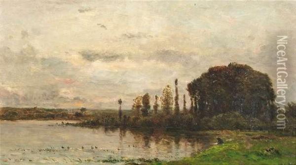 Landscape With A Sea At Sunset Oil Painting - Hippolyte Camille Delpy