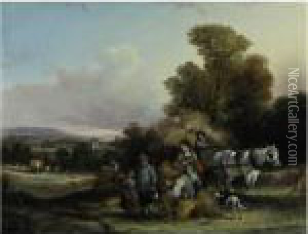 Harvesting In Surrey Oil Painting - William Joseph Shayer