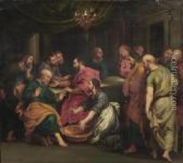 Christ Washing The Feet Of Saint Peter Oil Painting - Peter Paul Rubens