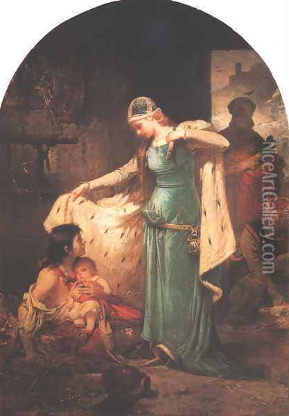 Saint Elisabeth of Hungary 1882 Oil Painting - Sandor Liezen-Mayer
