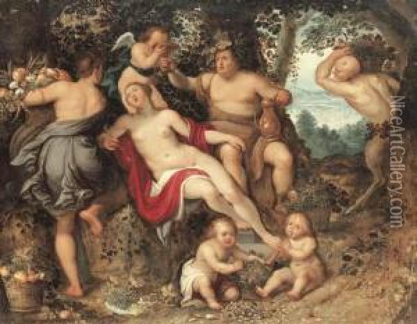 'sine Baccho Et Cerere Friget Venus' (without Ceres And Bacchus,venus Would Freeze) Oil Painting - Pieter Van Avont