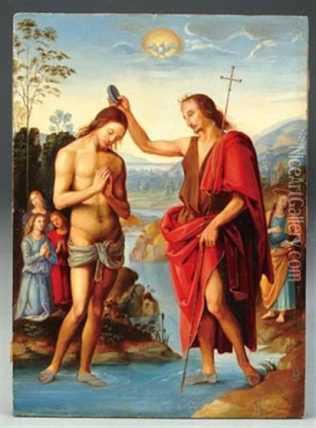 The Baptism Of Christ Oil Painting - Pietro Perugino