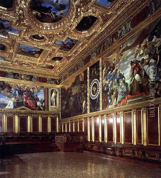 View of the Sala del Collegio Oil Painting - Jacopo Tintoretto (Robusti)