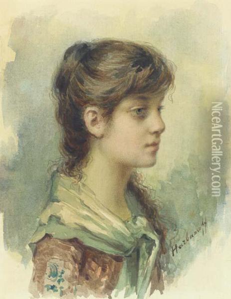 The Artist's Daughter Oil Painting - Alexei Alexeivich Harlamoff