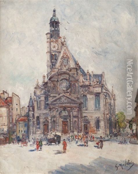L'eglise Sur La Place Oil Painting - Gustave Madelain