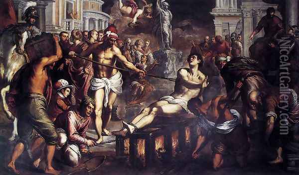 The Martyrdom of St Lawrence 1575 Oil Painting - Palma Vecchio (Jacopo Negretti)