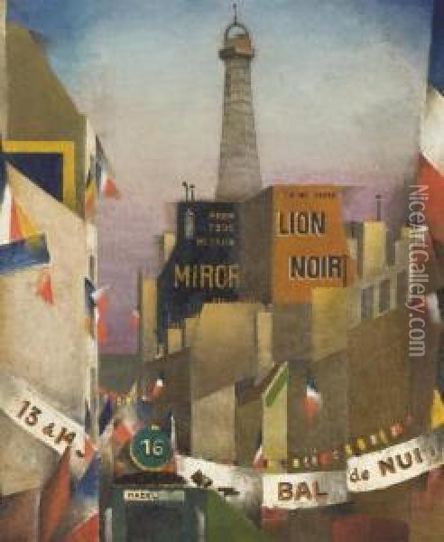 Le Bal Du 14 Juillet Et La Tour Eiffel Oil Painting - Pierre Hode