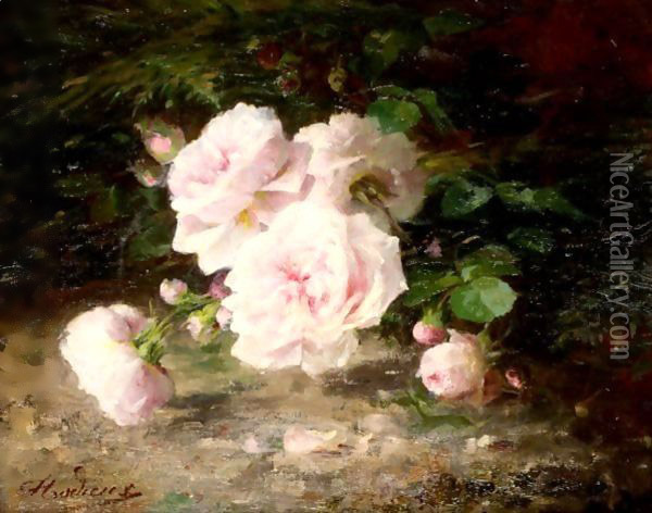 Still Life Of Roses Oil Painting - Marie Beloux