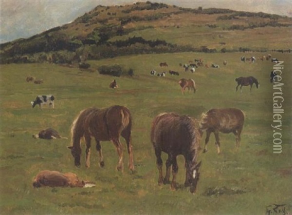Pferde Auf Der Weide Oil Painting - Georg Karl Koch