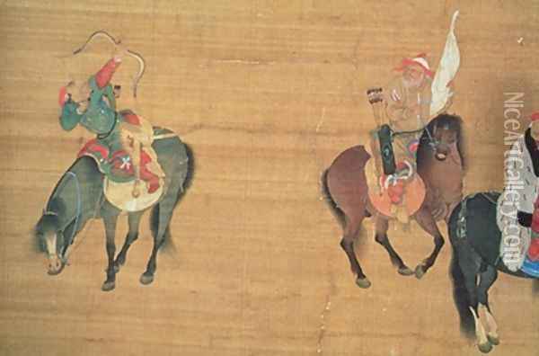 Kublai Khan 1214-94 Hunting Oil Painting - Liu Kuan-tao