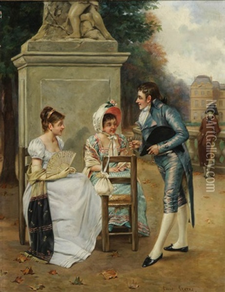 The Courtship Oil Painting - Charles Louis Kratke