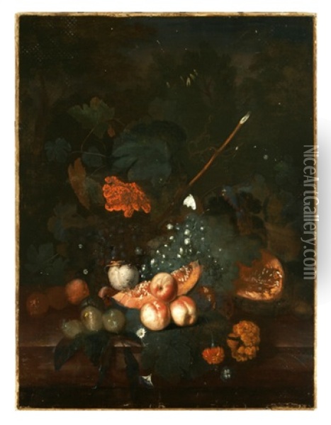 Still Life With Fruit Oil Painting - Jacob van Huysum
