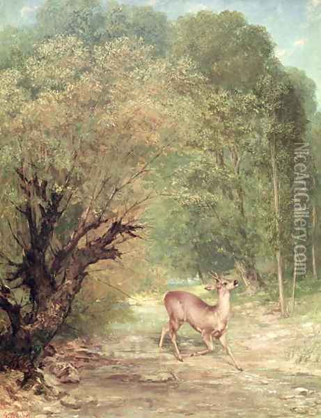 The Hunted Roe-Deer on the alert, Spring, 1867 Oil Painting - Gustave Courbet