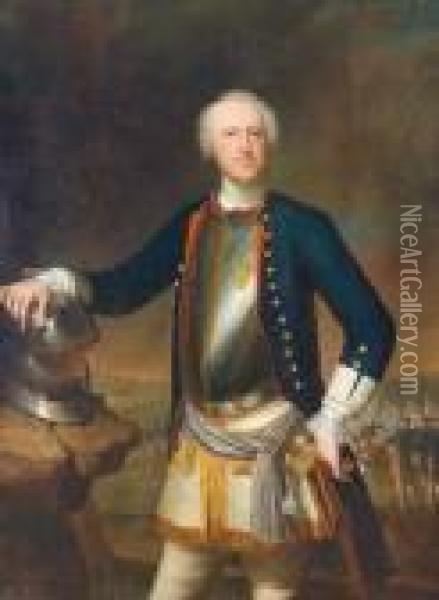 Bildnis Des Kgl. Preusischen Generalfeldmarschalls Christoph Wilhelm Von Kalckstein Oil Painting - Antoine Pesne