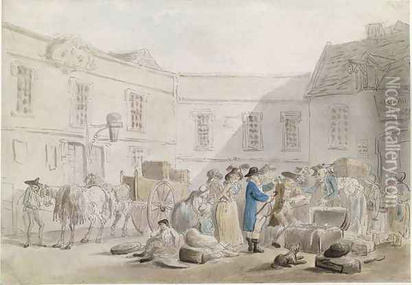 The Customs House at Boulogne Oil Painting - Thomas Rowlandson