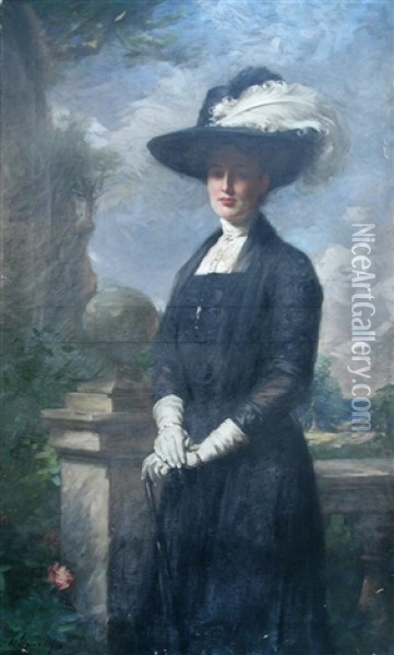Portrait Of A Lady Oil Painting - William Samuel Henry (Sir) Llewellyn