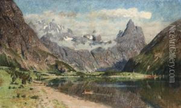 Landscape With A Fjord Oil Painting - Adelsteen Normann