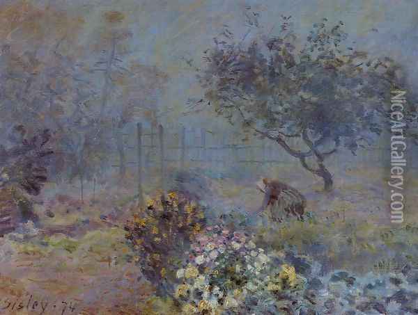 Foggy Morning Voisins Oil Painting - Alfred Sisley