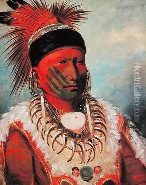 'White Cloud', Head Chief of the Iowas, 1844-45 Oil Painting - George Catlin