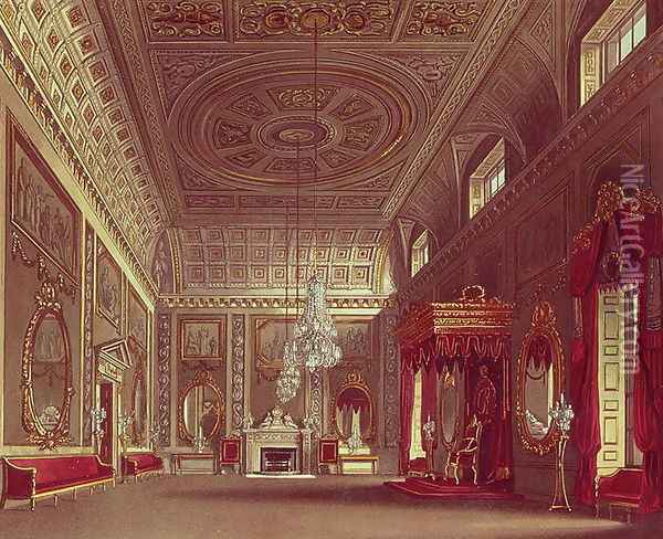 The Saloon, Buckingham Palace from Pynes Royal Residences, 1818 Oil Painting - William Henry Pyne