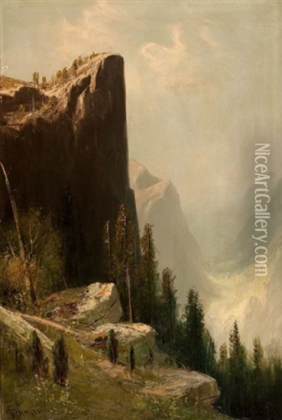 Lookout Rock, Yosemite Valley Oil Painting - Frederick Ferdinand Schafer