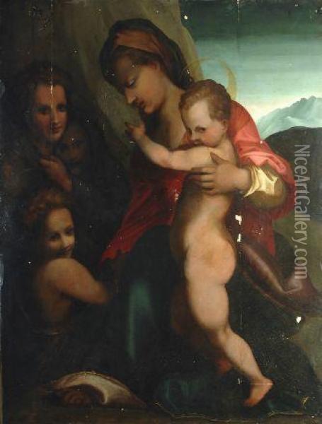 La Vergine Con Il Bambino E San Giovannino Oil Painting - Andrea Del Sarto