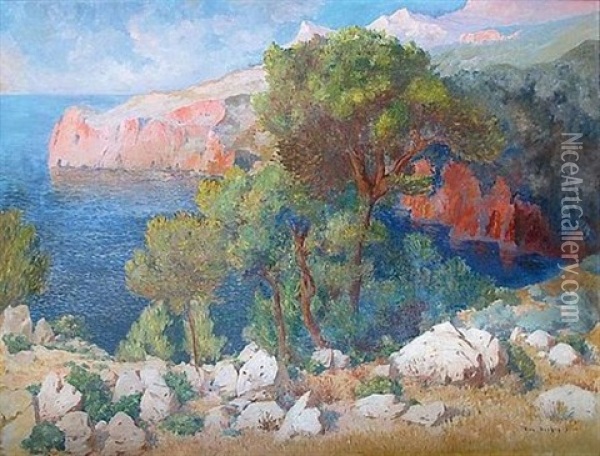 La Cote Rouge Oil Painting - Eugene F. A. Deshayes