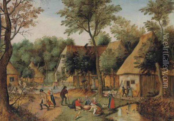 Mealtime In The Country Oil Painting - Pieter The Younger Brueghel