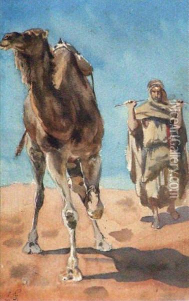 Dromadaire Conduit Par Un Bedouin Oil Painting - Eugene Fromentin