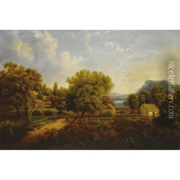 A Hudson Valley Farm Oil Painting - Gunther Hartwick