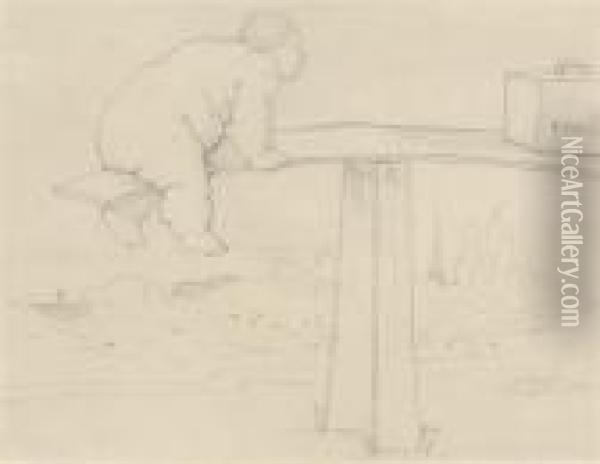 A Large Child On A See-saw Oil Painting - Sir Edward Coley Burne-Jones
