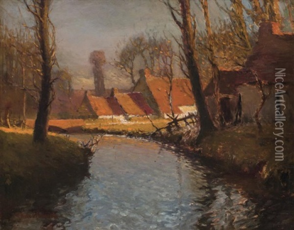 River Landscape Oil Painting - George Ames Aldrich