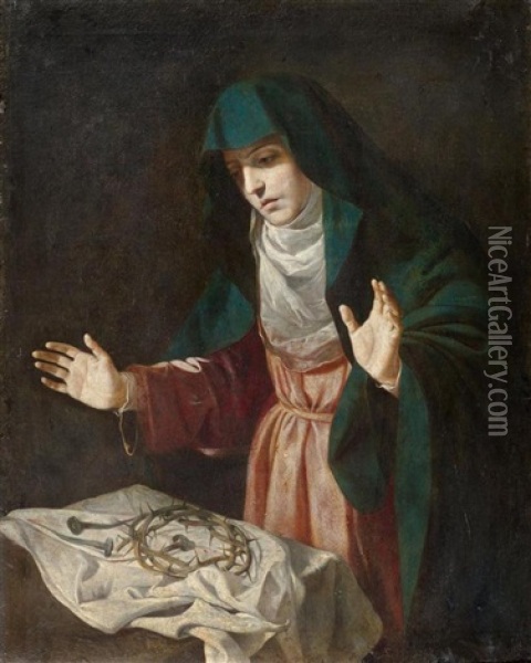 Maria Vor Der Dornenkrone Oil Painting - Luis de Morales