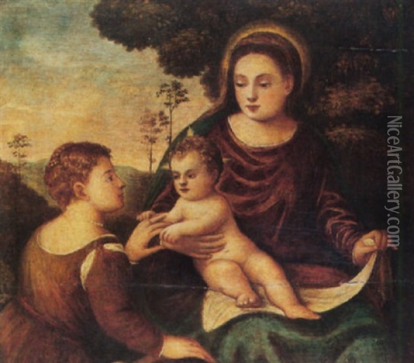 The Mystic Marriage Of Saint Catherine Oil Painting - Bonifazio de Pitati